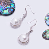 South Sea Pearl and Diamond French Hook Earrings in 18k White Gold - Artisan Carat