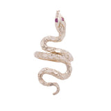 Full Finger Slithering Snake Ruby Eyes Ring in 14k Yellow Gold - Artisan Carat