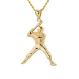 Baseball Player Pendant with Necklace in 14k Yellow Gold - Artisan Carat