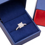 Princess Halo Design Engagement Diamond Ring in 18k White Gold - Artisan Carat