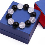 Simple Large Bead Black Onyx and Crystal Bracelet - Artisan Carat