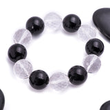 Simple Large Bead Black Onyx and Crystal Bracelet - Artisan Carat