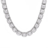 Sterling Silver Set Princess Cut CZ Tennis Necklace and Matching Bracelet - Artisan Carat