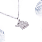 Baby Elephant Diamond Pendant with Necklace in 18k White Gold - Artisan Carat