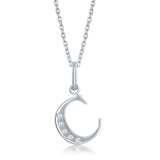 Diamond 'C' Initial Pendant Necklace in Sterling Silver - Artisan Carat