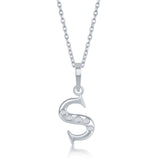 Diamond 'S' Initial Pendant Necklace in Sterling Silver - Artisan Carat