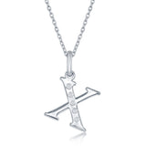 Diamond 'X' Initial Pendant Necklace in Sterling Silver - Artisan Carat