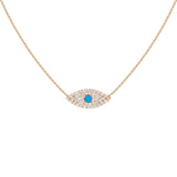 18K Gold Dainty Evil Eye Diamond Necklace - Artisan Carat