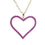 Sterling Silver Pink Sapphire Heart Yellow Gold Pendant Necklace - Artisan Carat