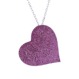 Pink Sapphire Big Heart Pendant Necklace in Sterling Silver - Artisan Carat