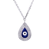 Sterling Silver Evil Eye Tear Drop CZ Pendant Necklace - Artisan Carat