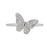 Dainty Diamond Butterfly Ring in 18k White Gold - Artisan Carat