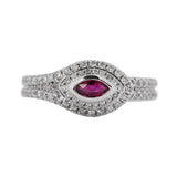 Organic Ruby Evil Eye Diamond Ring in 18k White Gold - Artisan Carat