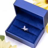 Mother Daughter Diamond Butterfly Ring in 18k White & Rose Gold - Artisan Carat