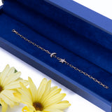 Star Moon Diamond Paper Clip Bracelet in 18k Yellow Gold - Artisan Carat
