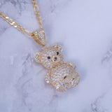 Teddy Bear Charm Necklace 14k Solid Gold - Artisan Carat