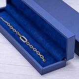 Silver Modern Paperclip CZ Bracelet 18k Yellow Gold Finish - Artisan Carat