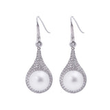 South Sea Pearl and Diamond French Hook Earrings in 18k White Gold - Artisan Carat