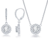 Sterling Silver 'April' Birthstone "Diamond' CZ Earrings and Necklace Set - Artisan Carat