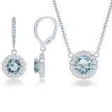 Sterling Silver 'December' Birthstone Blue Zircon Earrings and Necklace Set - Artisan Carat