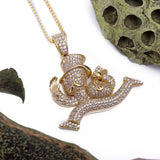 Sterling Silver Money Man and Bag CZ Yellow Gold Pendant with Necklace - Artisan Carat