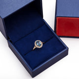 March Aquamarine Light Blue CZ Gem Birthstone Ring in 14k Yellow Gold - Artisan Carat