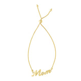 14k Gold "Mom" Inscription Adjustable Bracelet - Artisan Carat