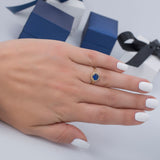 September Blue Sapphire CZ Gem Birthstone Ring in 14k Yellow Gold - Artisan Carat
