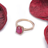 January Garnet Red Halo Cushion Cut CZ Birthstone Ring in 14k Yellow Gold - Artisan Carat