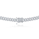 Men's Rhinestone Monaco Chain Necklace in Sterling Silver - Artisan Carat