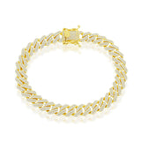 Men's Rhinestone Yellow Gold Plated Monaco Chain Necklace in Sterling Silver - Artisan Carat