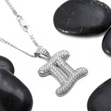 Sterling Silver Gemini CZ Zodiac Twins Sign Pendant with Necklace - Artisan Carat