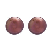 Large Dyed Cultured Brown-Burgundy Pearl Stud Earrings in 14k Yellow Gold - Artisan Carat