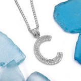 Sterling Silver Letter C Initial Baguette CZ Pendant with Necklace - Artisan Carat