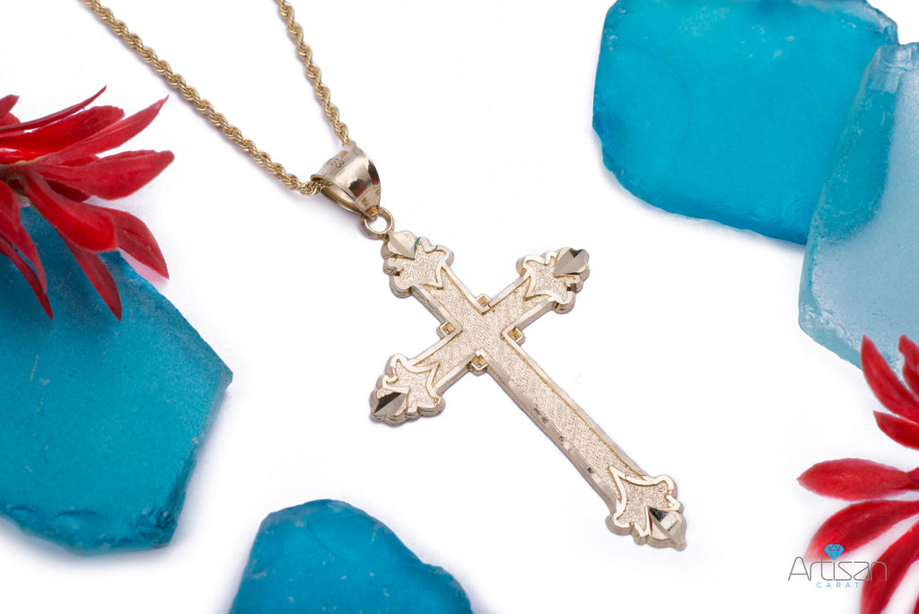 Large Dagger Cross Pendant with Necklace in 14k Yellow Gold | Everyday ...