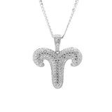 Sterling Silver Aries CZ Zodiac Sign Ram Pendant with Necklace - Artisan Carat