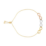 14k Gold Tri-color Infinity Adjustable Bracelet - Artisan Carat