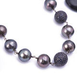 Tahitian Pearl and Blue Sapphire Layering Diamond Necklace with Sterling Silver Clasp - Artisan Carat