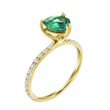 18k Gold Green Emerald Heart and Diamond Ring - Artisan Carat