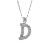 Sterling Silver Letter D Initial Baguette CZ Pendant with Necklace - Artisan Carat