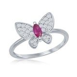 Sterling Silver Ruby Butterfly Ring - Artisan Carat