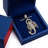 Sterling Silver Large Scorpion CZ Yellow Gold Pendant with Necklace - Artisan Carat