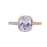 April "Diamond" Halo Cushion Cut CZ Birthstone Ring in 14k Yellow Gold - Artisan Carat