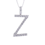 Sterling Silver Letter Z Initial Round CZ Pendant with Necklace - Artisan Carat