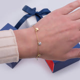 Mini Hearts Charm Bracelet in 14k Yellow and White Gold - Artisan Carat