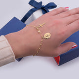 Jesus and Mary Cross Bead Bracelet in 14k Yellow Gold - Artisan Carat