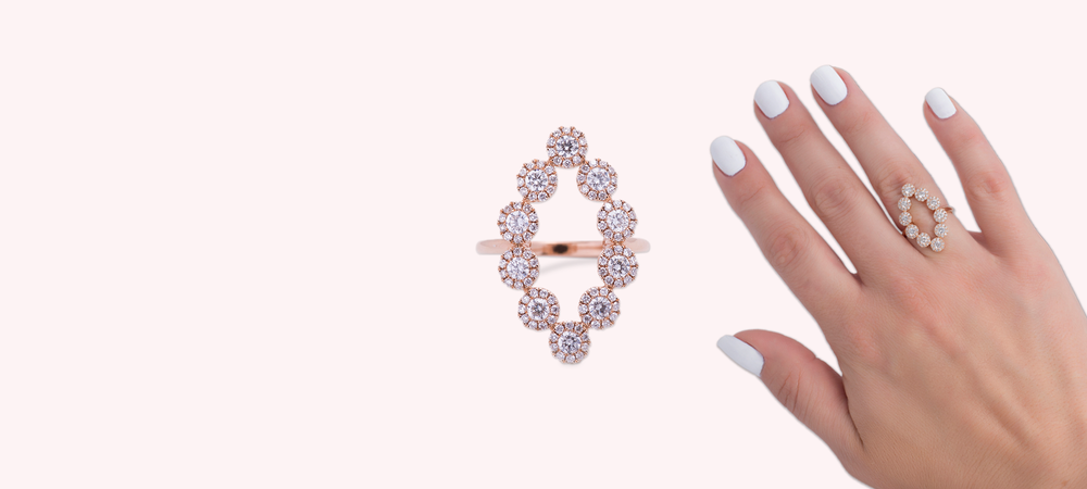 Artisan Carat Hand model Open fearless Diamond ring