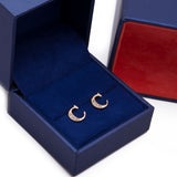 Letter C Initial CZ Stud Earrings in 14k Yellow Gold - Artisan Carat