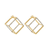 Three Dimension Square Diamond Latch Back Earrings in 18k Yellow Gold - Artisan Carat