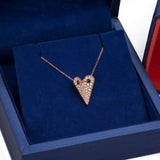 Open Book Diamond Heart Pendant with Necklace in 18k Rose Gold - Artisan Carat